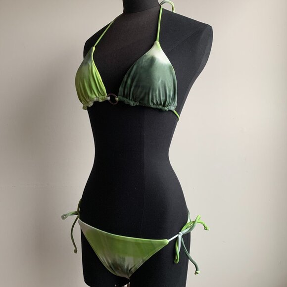 Billabong BLUE CRUSH era Vintage bikini tie dye reversible triangle low rise - Picture 5 of 7